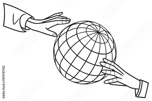 3d wireframe hands holding abstract geometric