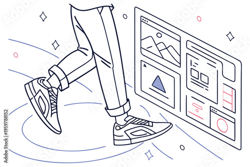 3d wireframe human hands and leg interacting