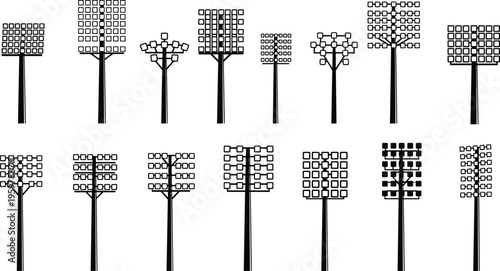 stadium, lights, floodlight, tower, illumination, sport, arena, spotlight, equipment, lighting, pole, night, field, infrastructure, electricity, outdoor, technology, lamp, brightness, system