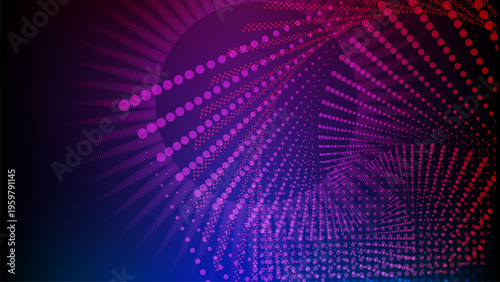 Abstract spiral data stream background with glowing dots and futuristic cyber flow