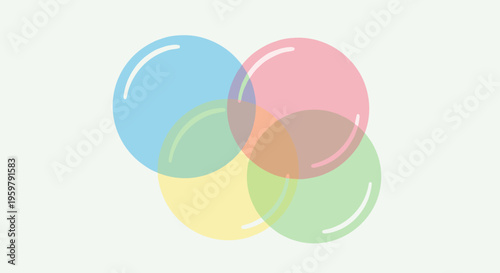 Abstract overlapping colorful translucent circles design for modern graphic projects