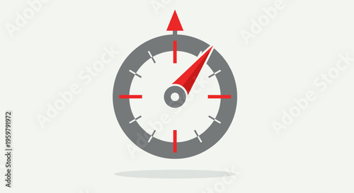 Minimalist clock icon or gauge with red arrow showing forward progress concept graphic Free Download Minimalist clock icon or gauge with red arrow showing forward progress concept graphic - GFXLoad