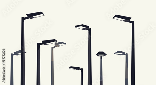 Modern Streetlights Minimalist Abstract Illustration - Urban Lighting and Technology Concept