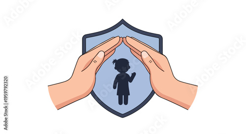 Protect Children Concept Flat Vector Illustration Safety and Peace Symbol