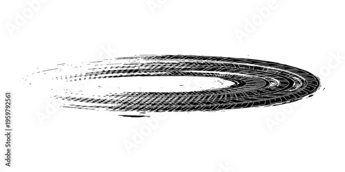 Tire tread marks, wheel textures, tire marks - car racing, motocross, drift, rally, off-road and others. Vector black isolated texture in grunge style with splashes.eps10 vector