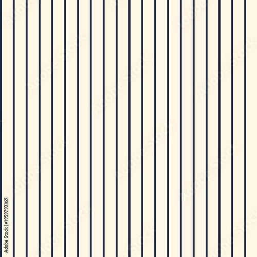 Navy Blue and Ivory Seamless Vertical Pinstripe Pattern Classic Elegant Background
