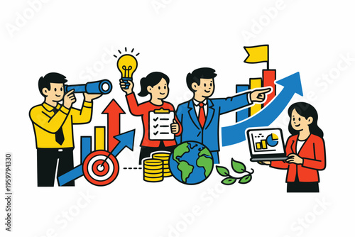 Team collaborating to achieve business growth and innovation through strategy and analytics