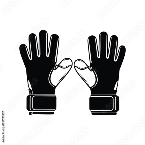 Soccer goalkeeper gloves black silhouette vector illustration for sports equipment design