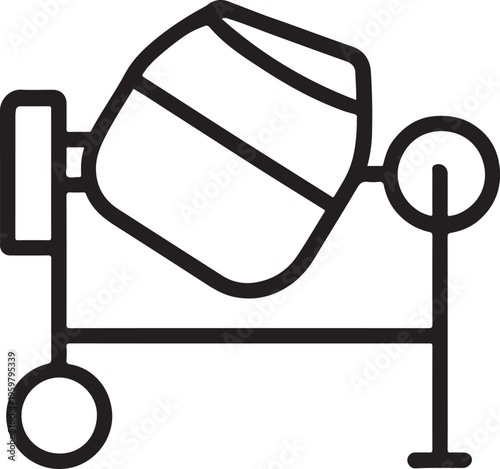 Concrete mixer machine construction vector icon