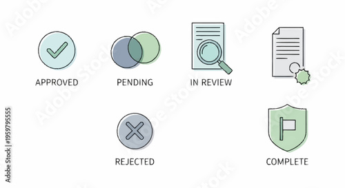 Status icons for workflow and approval process.