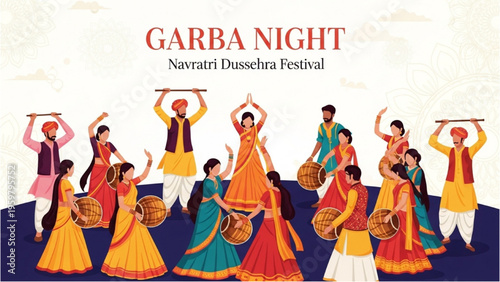 People dance energetically outdoors at night with traditional pots and attire