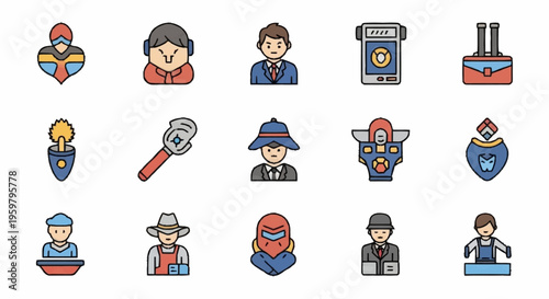 Collection of various occupation icons.