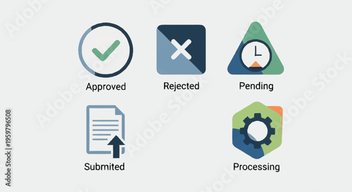 icons for workflow status and document processing.