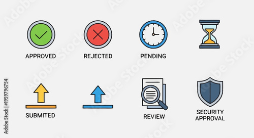 workflow status icons for approval process.