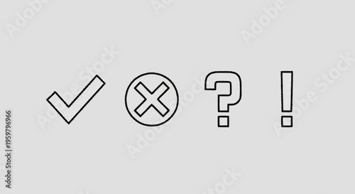 Symbols for confirmation and uncertainty.
