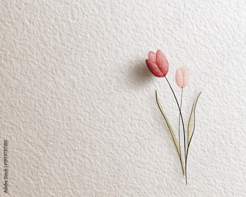 Delicate floral wall art modern interior digital artwork minimalist space close-up aesthetic design
