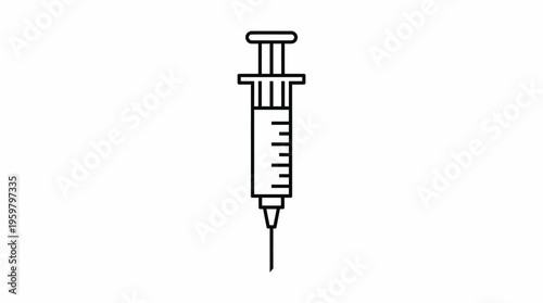 Medical Syringe with Needle and Measurement Markings for Injection or Vaccination, Isolated White Background.