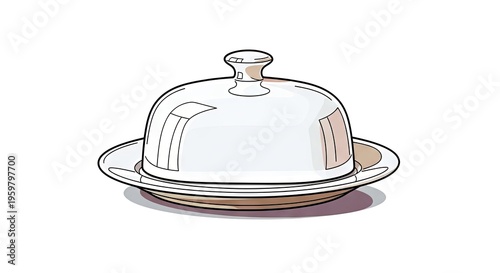 White serving dish with lid on a decorative plate  