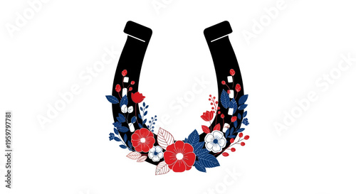 Colorful Horseshoe with Floral Decoration.
