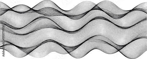 Black and White Wavy Line Pattern in Abstract Style Representing Movement and Flow in Vector Illustration