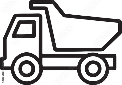 Dump truck construction vehicle vector icon