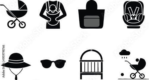 Baby & Motherhood Icons, Baby Mom Icons Set – EPS Vector.
