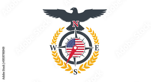 American Eagle Compass Logo Symbol.