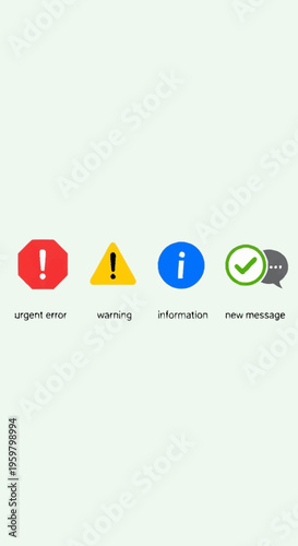 A set of colorful notification icons.