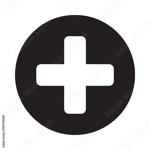 Simple black circle with a centered white plus sign icon