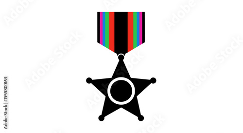 Black star shaped military honor medal.
