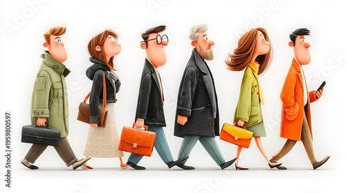 おしゃれなストリートファッションの人々イラスト