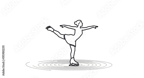 Figure Skater Performing a Spiral on the Ice Rink.