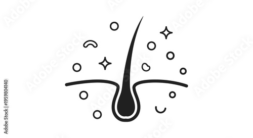 Hair follicle diagram with sparkling elements a striking silhouette