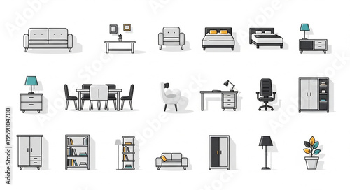 Furniture Collection - Modern Interior Design Elements for Home and Office.