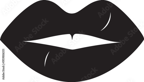 Graphic illustration of lips with shiny surface  human mouth  facial feature