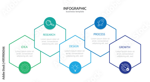 modern infographic template, design infographic whit 5 option vector illustration.	