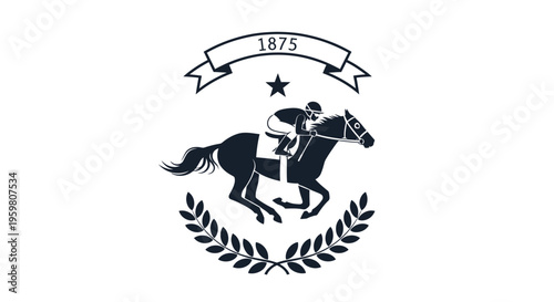 Jockey Riding Horse Racing Silhouette Logo.