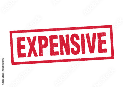 Vector illustration of the word Expensive in red ink stamp