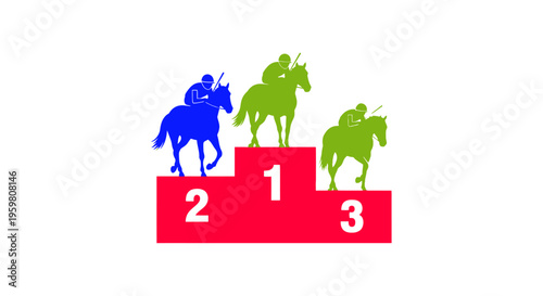 Horse Racing Podium Winners Illustration.