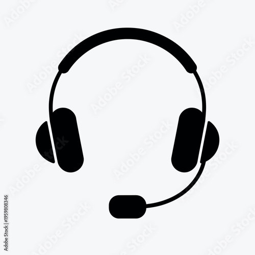 customer service headphones icon, flat vector illustration for web and mobile apps, clean line art style with scalable editable strokes, ideal for support, helpdesk, and interface design projects.