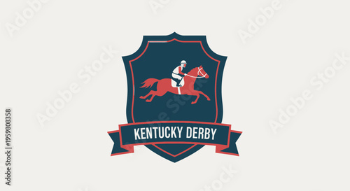 Kentucky Derby Horse Racing Logo Emblem.