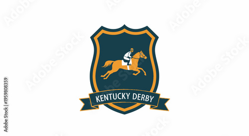 Kentucky Derby Horse Racing Logo Emblem.