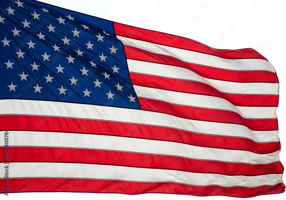 Obraz premium An american flag waving in the wind against a plain background