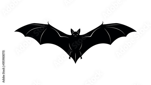 Black bat silhouette with outstretched wings