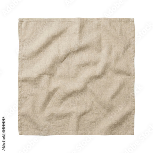 Photos Blank beige linen napkin top view isolated