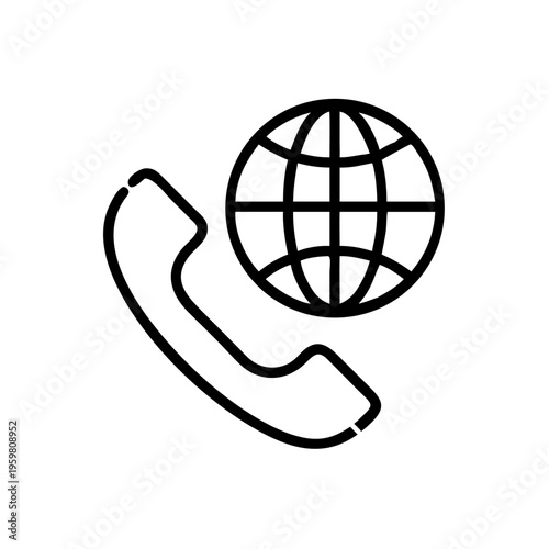 Global communication telephone icon for international calls and worldwide phone service provider concept