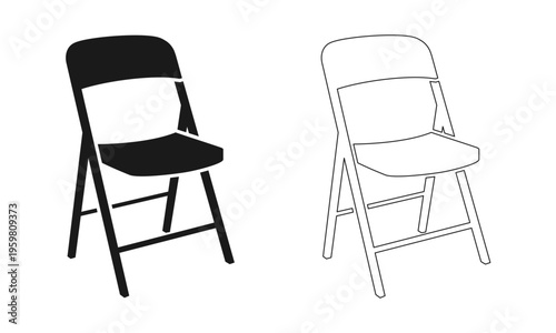 portable folding chair icon, side view, vector illustration isolated on white background.
