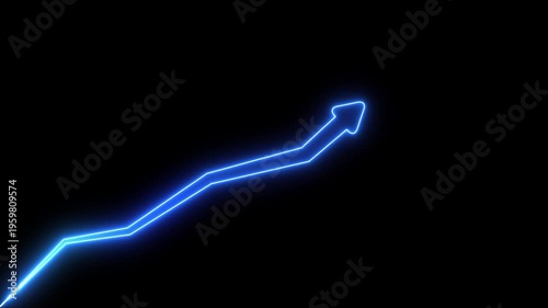 Animated arrow growth up and down icon on background Market Recovery Concept. Successful growth trend blue line graph going Up .Abstract neon line arrow down business graph icon 4k video animation.