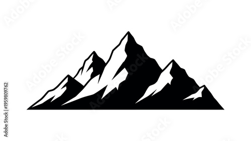 Black mountain range silhouette white