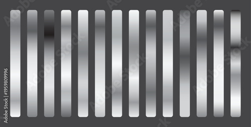 Collection of metallic silver gradients on black